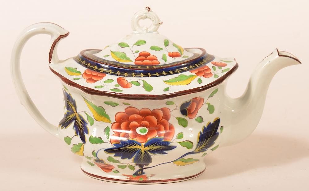 Appraisal: Gaudy Dutch China Grape Pattern Teapot Gaudy Dutch China Grape