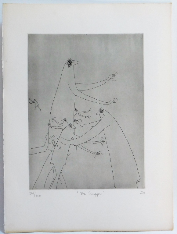 Appraisal: URS FREDERIC STUDER FIGURATIVE SURREALIST ETCHING Switzerland - The Pluggers