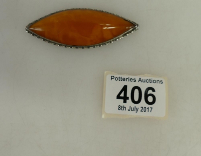 Appraisal: A large silver mounted Russian amber pendant stamped to reverse