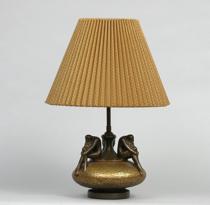 Appraisal: Art Deco Bronze Lamp with Three Figurines American th Century