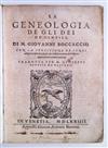 Appraisal: BOCCACCIO GIOVANNI La Geneologia sic de gli Dei Italian translation