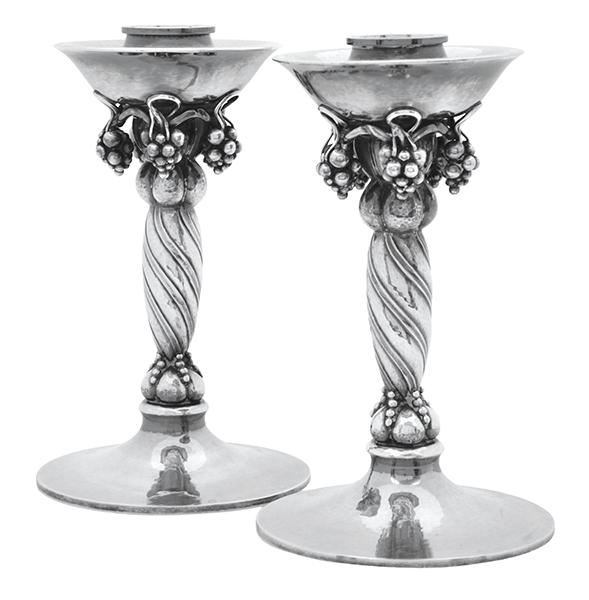 Appraisal: GEORG JENSEN - A PAIR OF STERLING SILVER CANDLE HOLDERS