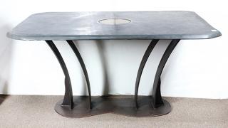 Appraisal: Moderne conservatory table having a slate top with a central