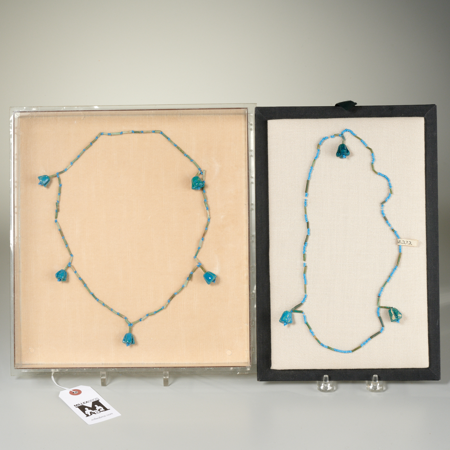 Appraisal: PAIR ANCIENT EGYPTIAN FAIENCE BEADED NECKLACES Ex-museum ancient or ancient-style