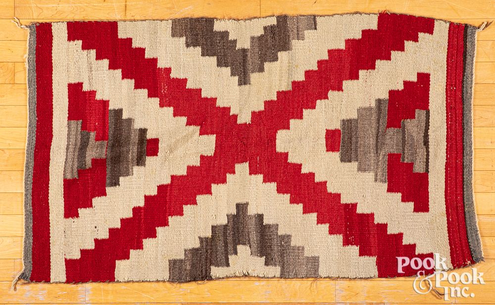 Appraisal: Navajo Indian rug Navajo Indian rug with stepped pyramid design