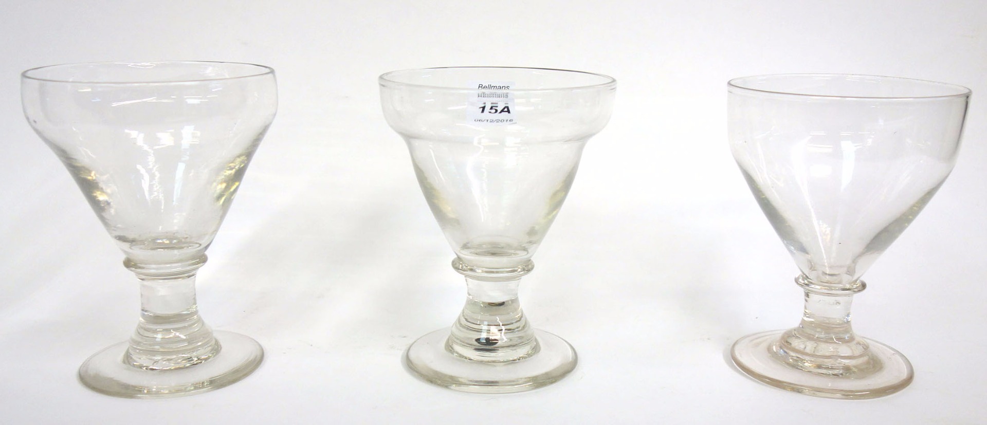 Appraisal: A set of three rummer glasses th century the ogee