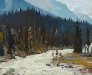 Appraisal: CARL RUNGIUS - Mountain Stream Albertaoil on canvas laid on