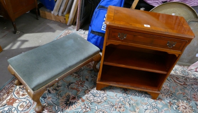 Appraisal: Inlaid walnut side cabinet with single draw and seater upholstered