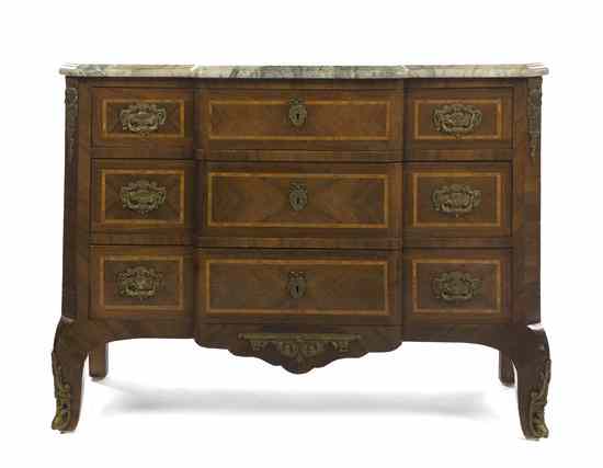 Appraisal: A Louis XV Transitional Style Bookmatch Veneered and Gilt Metal