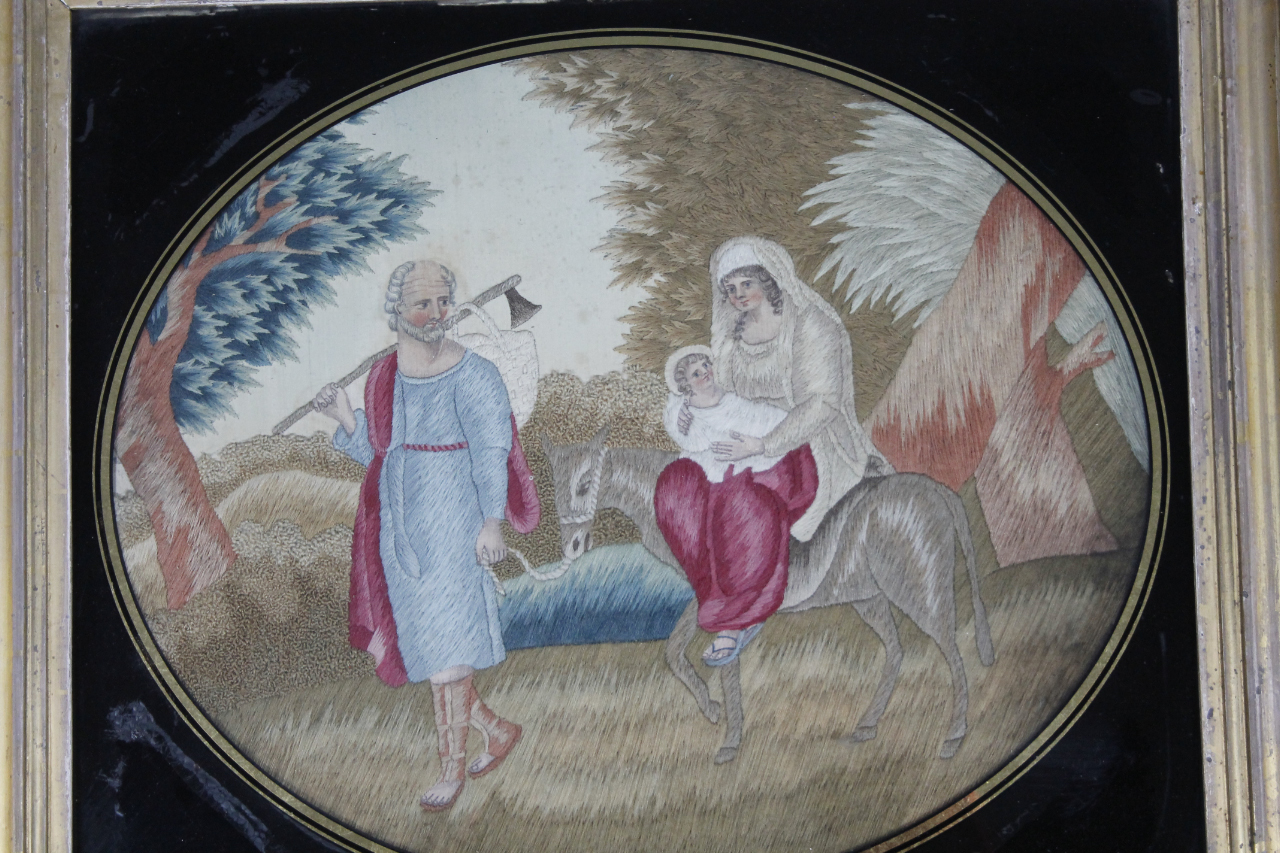 Appraisal: An early thC silkwork embroidered with Mary Joseph and Jesus