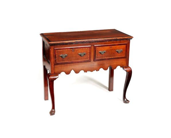 Appraisal: An oak and mahogany cross-banded lowboy parts th century The