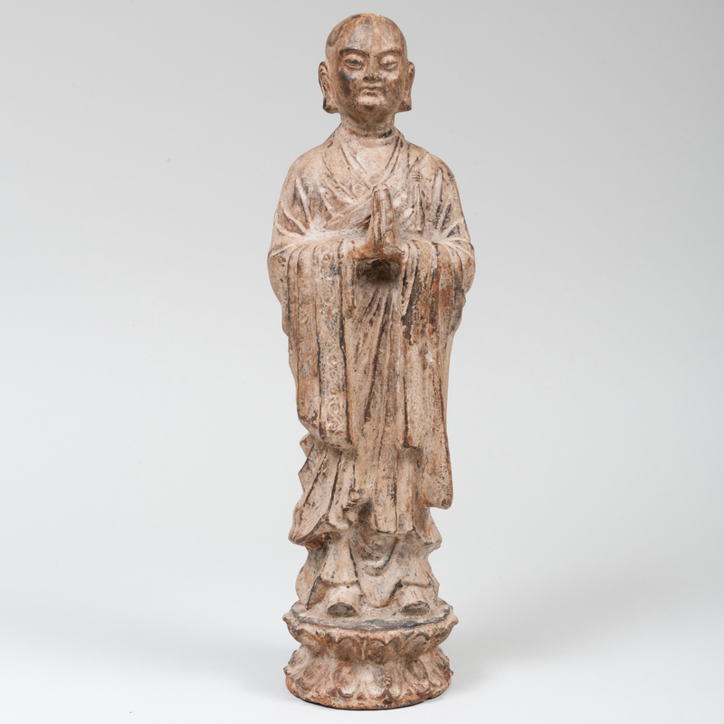 Appraisal: CHINESE CAST IRON STANDING FIGURE OF BUDDHA x x in