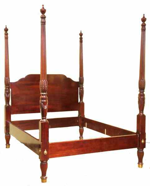 Appraisal: Charleston Reproduction Bed by Baker th century tall carved acanthus