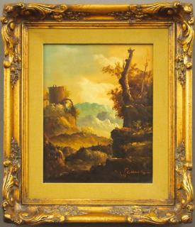 Appraisal: Means European landscape Means Italian - Oil on canvas depicting