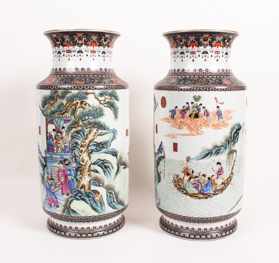 Appraisal: Pair of Chinese Famille Rose porcelain vases possibly Republic period