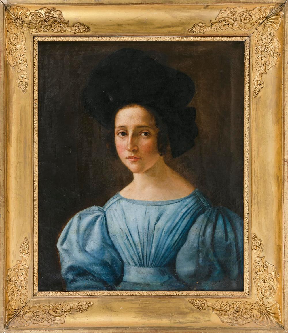 Appraisal: CONTINENTAL SCHOOL TH CENTURY PORTRAIT OF A YOUNG WOMAN WEARING