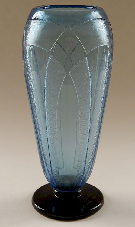 Appraisal: CHARDER LE VERRE FRANCAIS ART GLASS VASE SIGNED A Charder