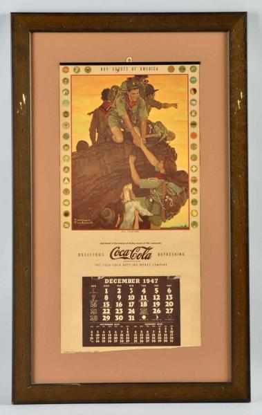 Appraisal: Coca-Cola Boy Scouts Norman Rockwell Calendar Framed under plexiglass Complete