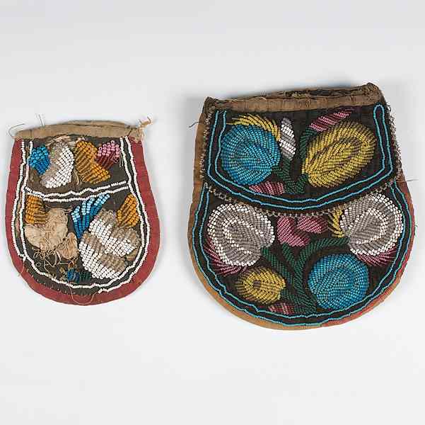 Appraisal: Iroquois Beaded Pouches lot of both with floral beadwork executed