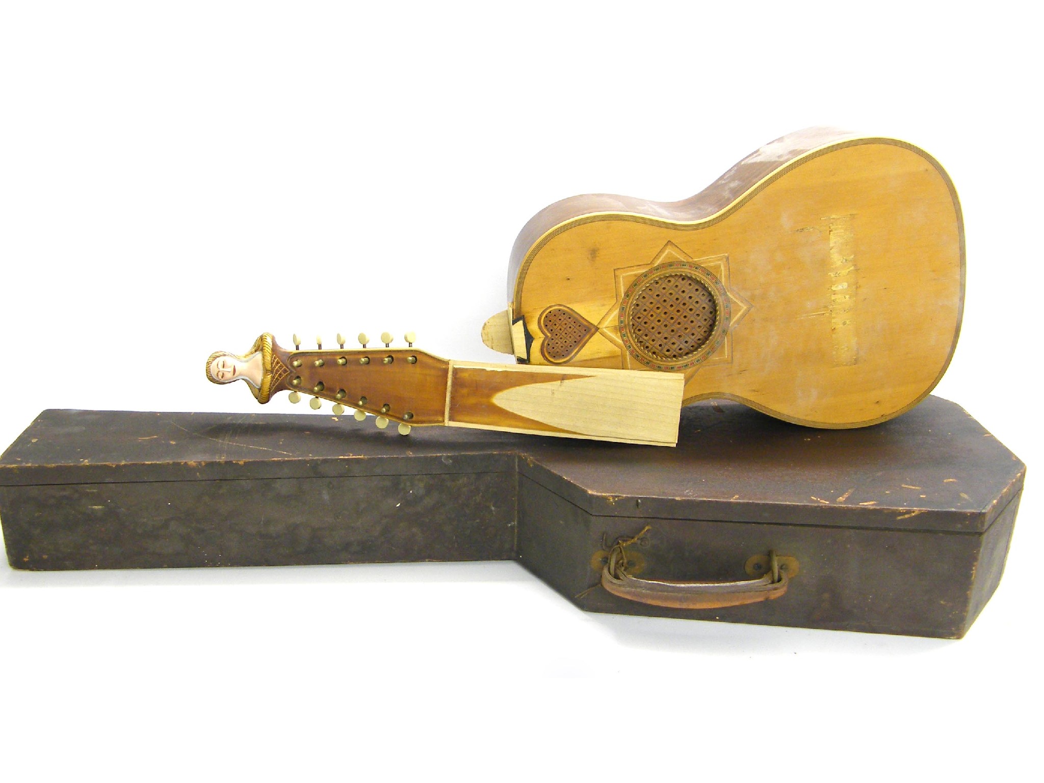 Appraisal: Unusual guitar shaped lute in need of restoration within an