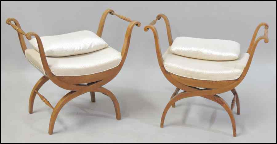 Appraisal: PAIR OF BIEDERMEIER STYLE STOOLS H '' W '' D