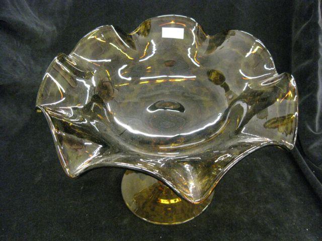 Appraisal: Tortoise Shell Art Glass Compote wide tall excellent