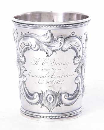 Appraisal: Charleston coin silver beaker Captain Henry E Young South Carolina