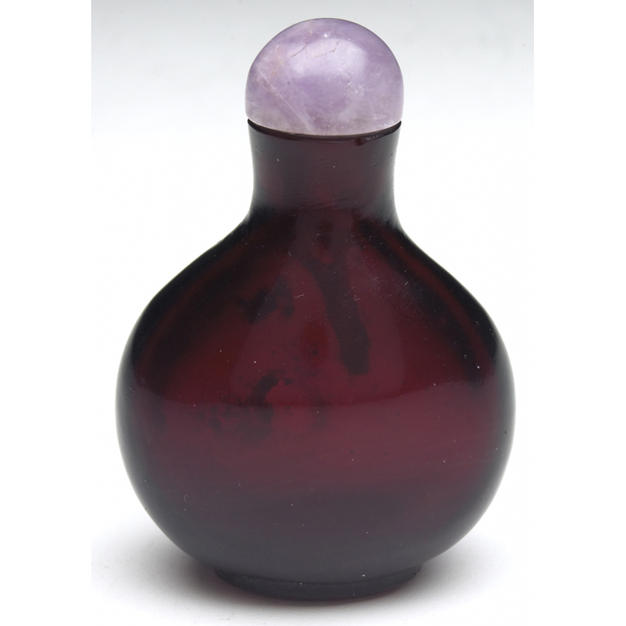 Appraisal: th century snuff bottle bulbous shape in red Peking glass