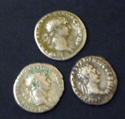 Appraisal: THREE TRAJAN DENARII with Dacian captive Fortuna and Seated Figure