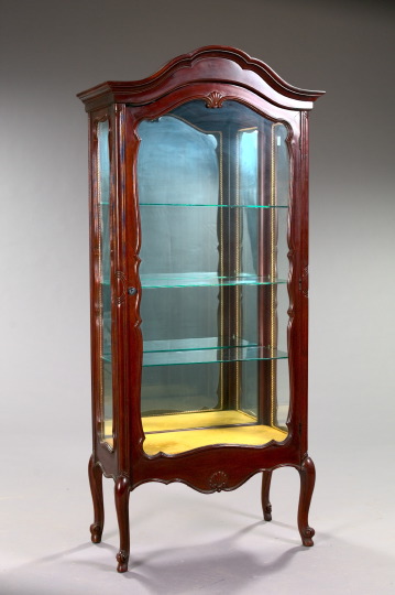 Appraisal: Louis XV-Style Carved Mahogany Vitrine having an arched top with