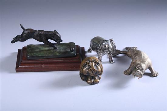 Appraisal: FOUR SMALL DESK ACCESSORIES Including a sterling silver elephant gilt-bronze