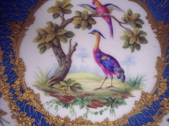 Appraisal: A S vres shallow bowl painted with exotic birds in