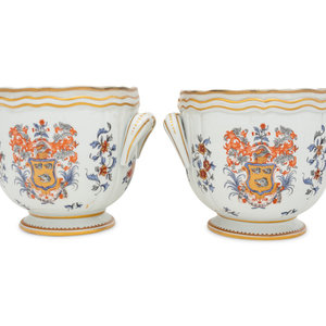 Appraisal: A Pair of French Porcelain Cache Pots Porcelaine de Paris