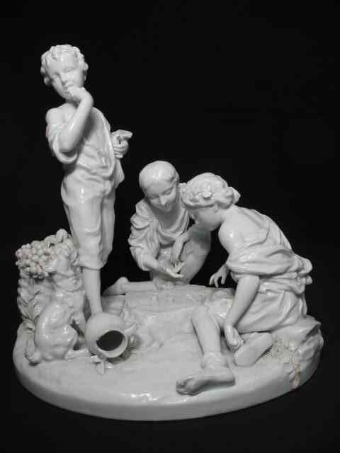 Appraisal: Porcelain Capodimonte figural group depicting young boys playing dice and