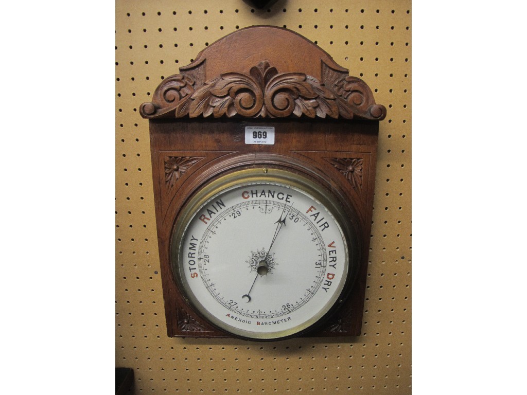 Appraisal: Edwardian oak aneroid wall barometer