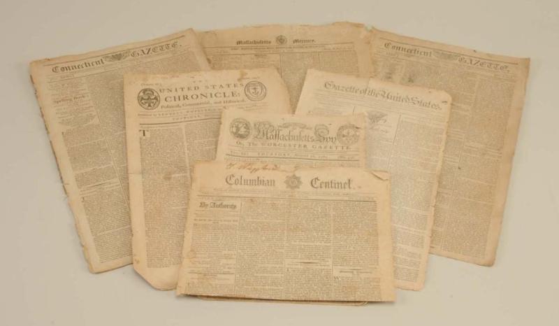 Appraisal: Lot of Colonial Newspapers Description Late th Century Includes edition