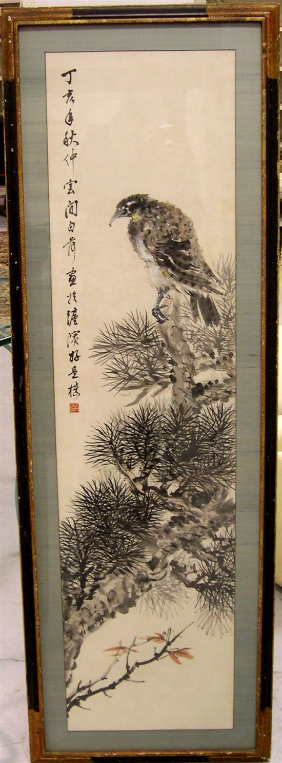 Appraisal: Watercolor on paper Chinese probably th C depicting a falcon