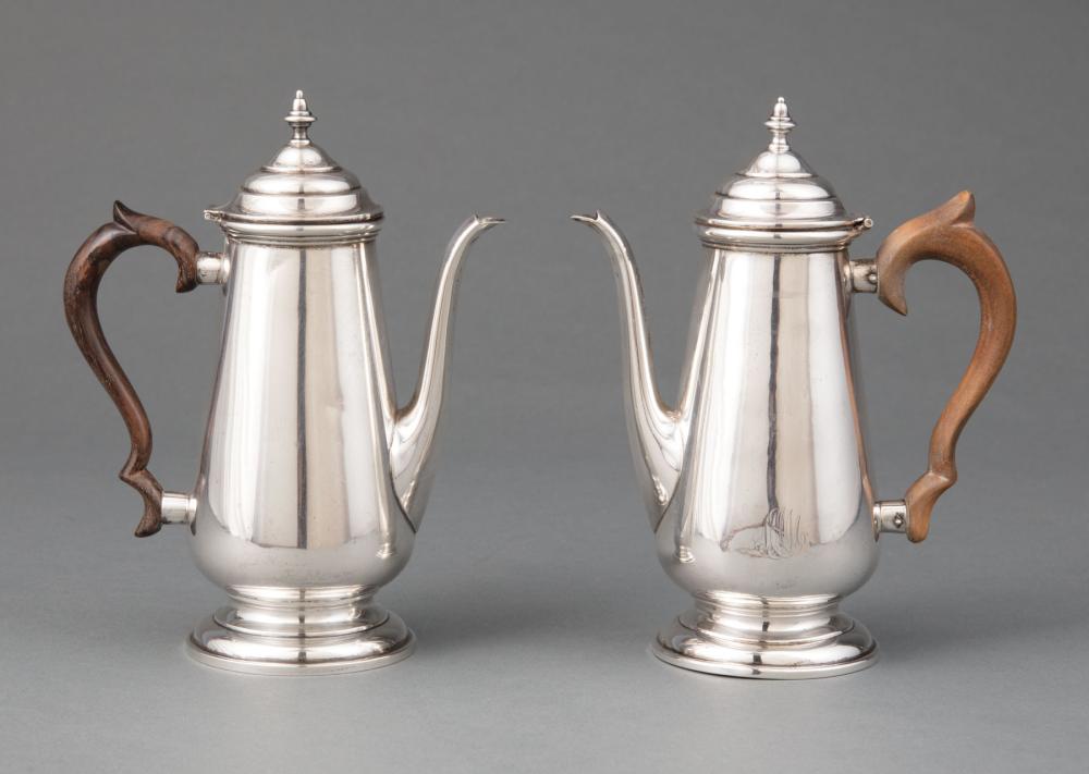 Appraisal: Near Pair of American Sterling Silver Miniature Coffee Pots in