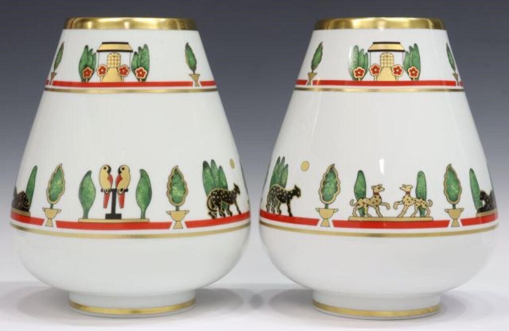 Appraisal: pair Cartier porcelain vases in the La Maison de Louis