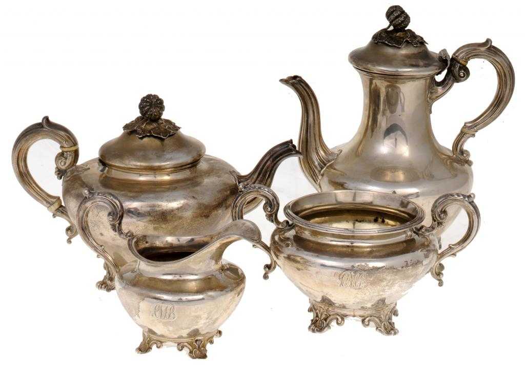 Appraisal: A VICTORIAN TEA AND COFFEE SERVICE the domed lids with