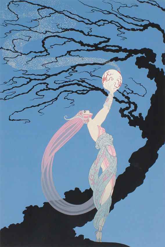 Appraisal: ORIGINAL ERTE SERIGRAPH ''FIREFLIES'' Sight size '' x '' encased