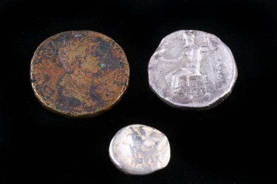 Appraisal: TEN ANCIENT SILVER AND BRONZE COINS Including Persian Empire silver