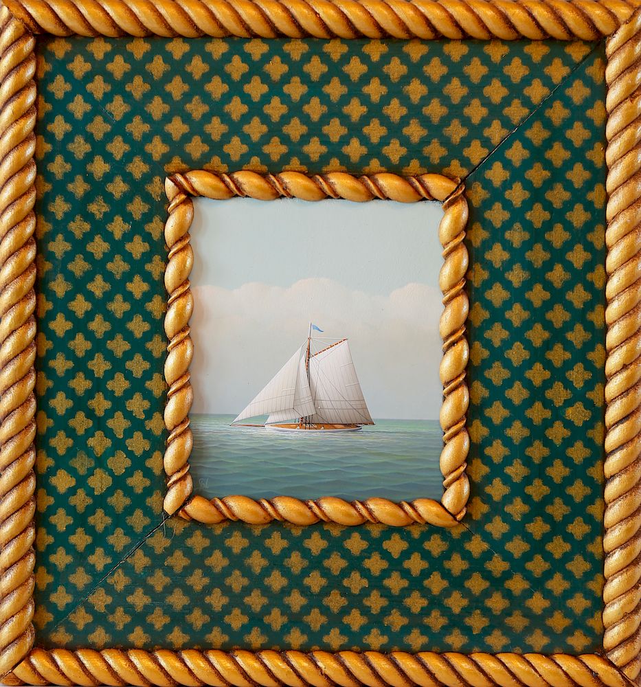 Appraisal: George Nemethy Oil on Board Schooner Exclusive on Bidsquare George