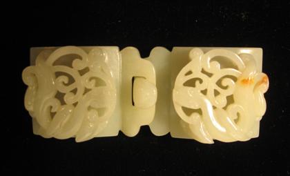 Appraisal: Chinese carved celadon jade buckle th century