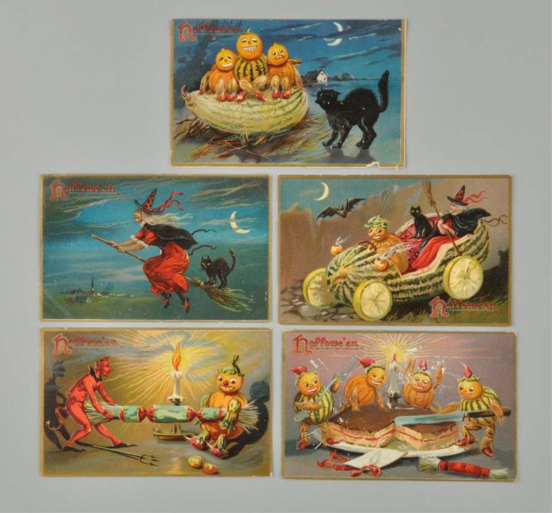 Appraisal: Lot Of Tuck Halloween Postcards This lot includes cards from