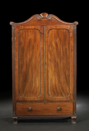 Appraisal: Regency-Style Mahogany Cabinet late th century the domed cornice with