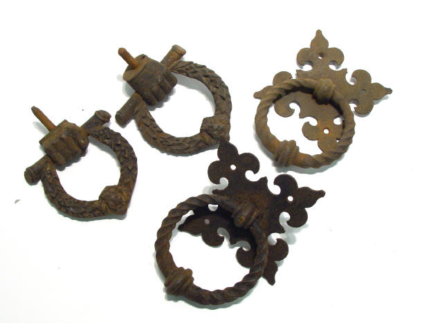 Appraisal: Two pairs of cast iron door knockers one modelled as