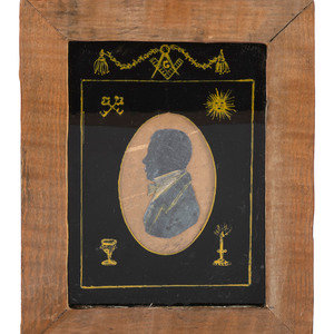 Appraisal: A Cut Paper Silhouette with Masonic Decoration dated in pencil