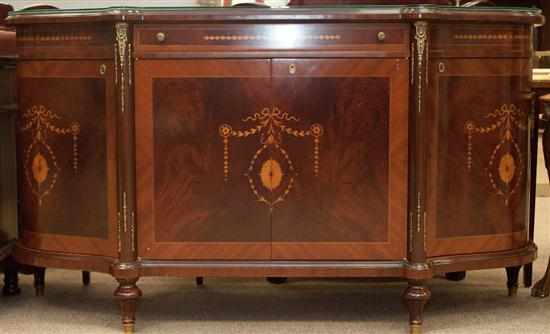 Appraisal: Louis XVI style banded and marquetry inlaid mahogany side cabinet