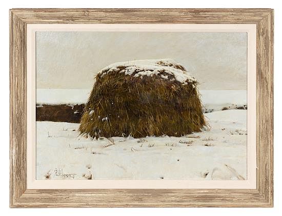 Appraisal: Wang Hongjian b Haystack Wang Hongjian b Haystack oil on